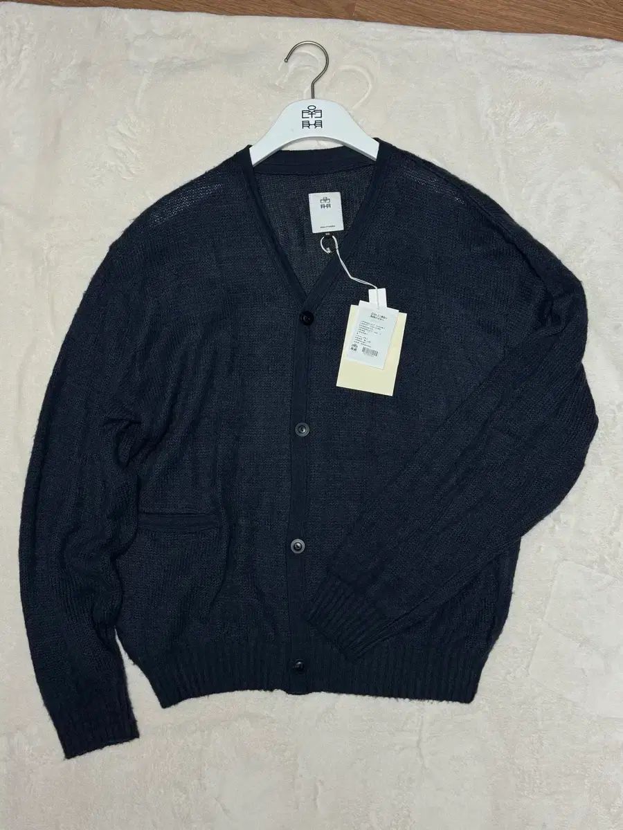 ポリテル ウール モヘア カーディガン ダークブルー 2