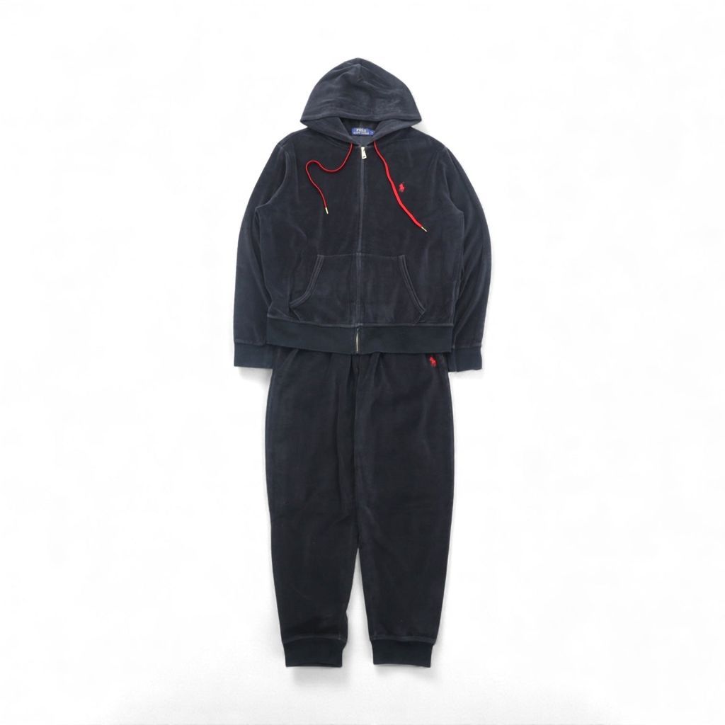 Polo Ralph Lauren ベロア ジップアップパーカー ジャージ セットアップ M スモールポニー刺繍