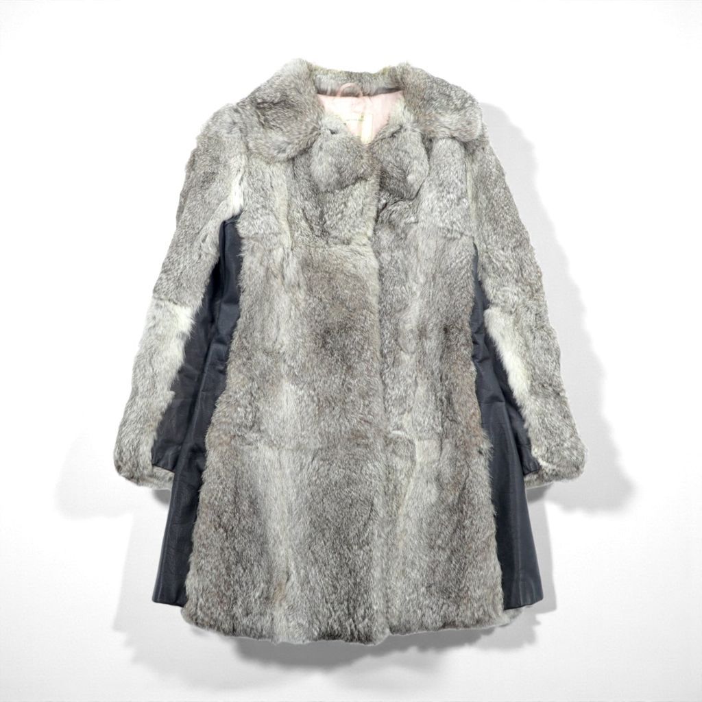 Emba 80年代 ミンクファーコート ロングコート L レザー切替 ファー 毛皮