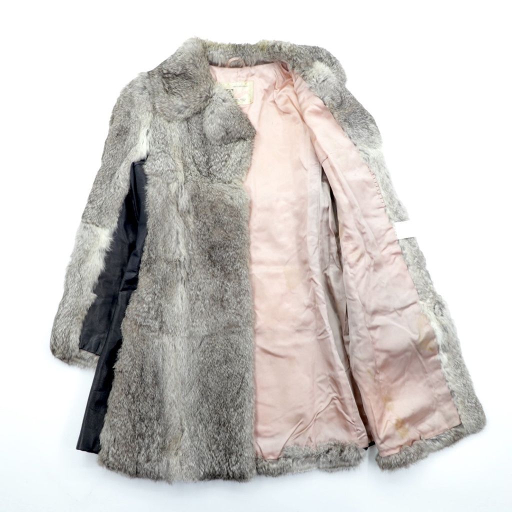 Emba 80年代 ミンクファーコート ロングコート L レザー切替 ファー 毛皮