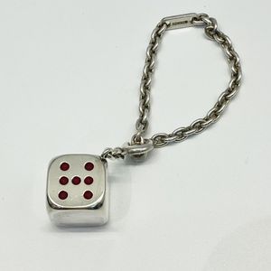 エルメス ダイス チャーム シルバー バッグチャーム チェーン Ag 925 HERMES ABランク