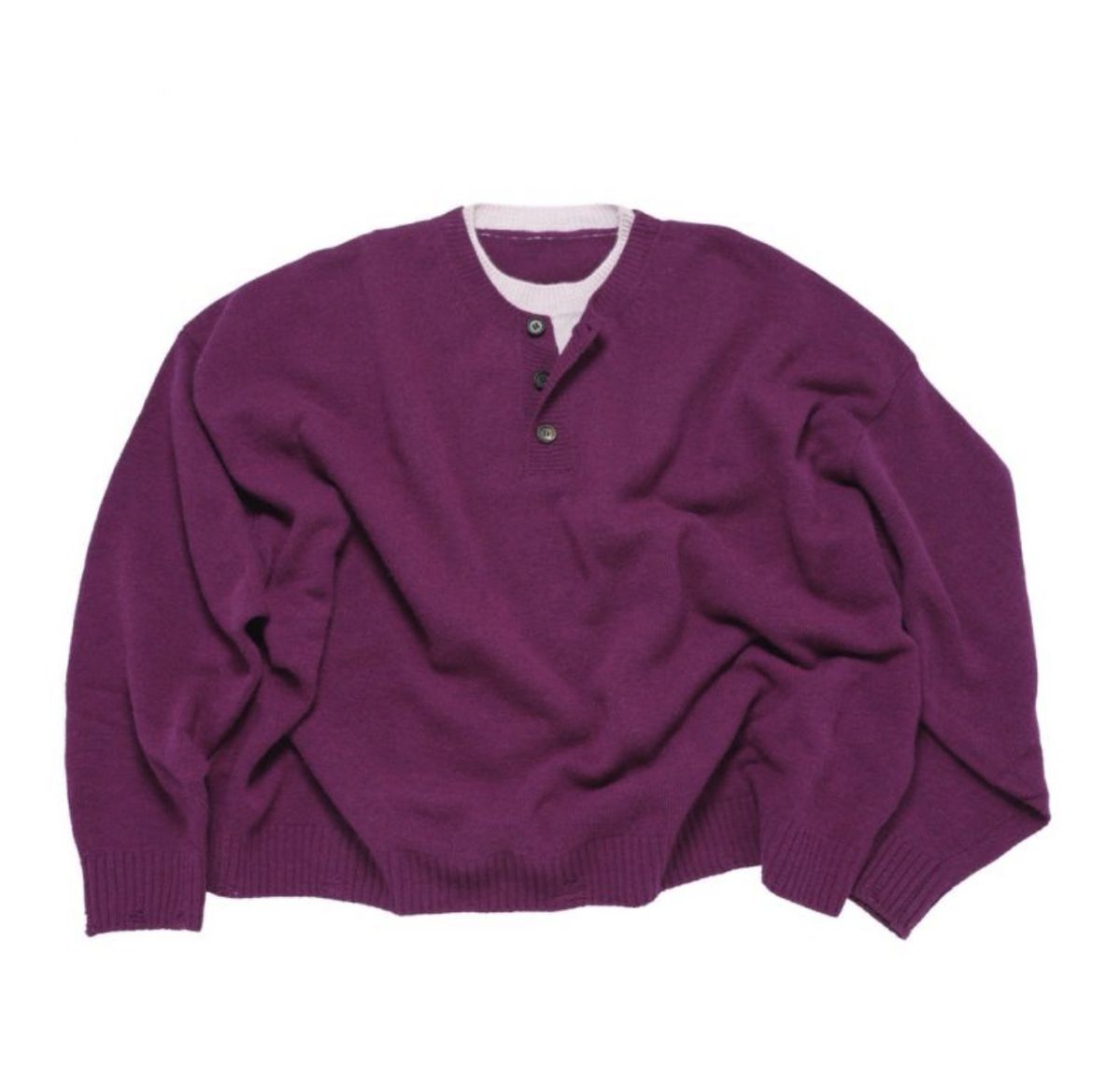 Mサイズ MJD コントラスト ネック カシミア クロップド ニット マゼンタ