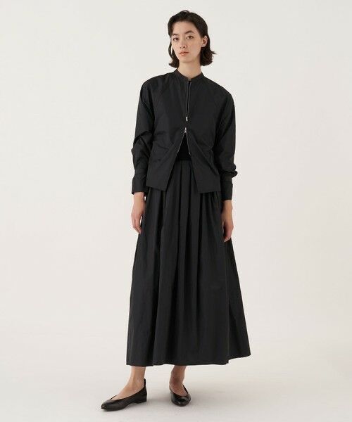 DES PRES マクロシルクタフタ ジップアップブラウス ブラック