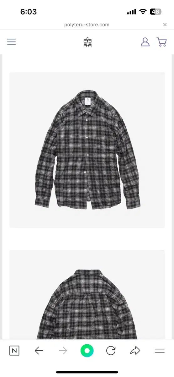 4 ポリテル カントリーCHECK ウォッシュドブラック