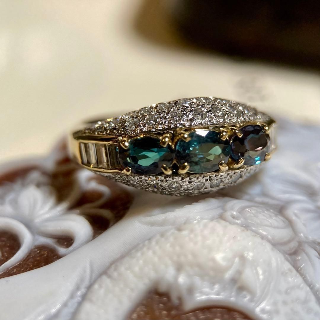 大丸松坂屋 旧大丸 天然アレキサンドライト1.07 ct ダイヤモンド0.711 指輪
