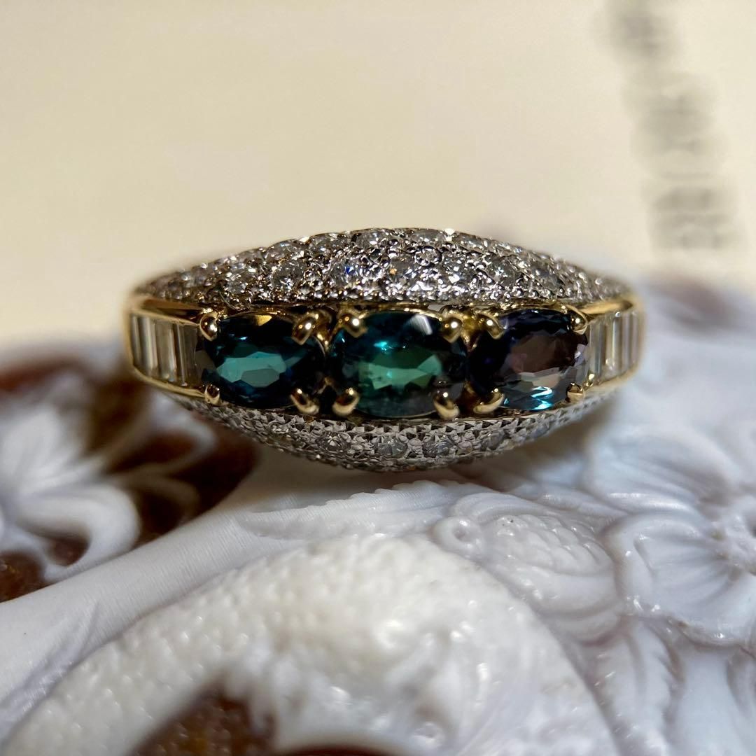 大丸松坂屋 旧大丸 天然アレキサンドライト1 07 ct ダイヤモンド0 711 指輪