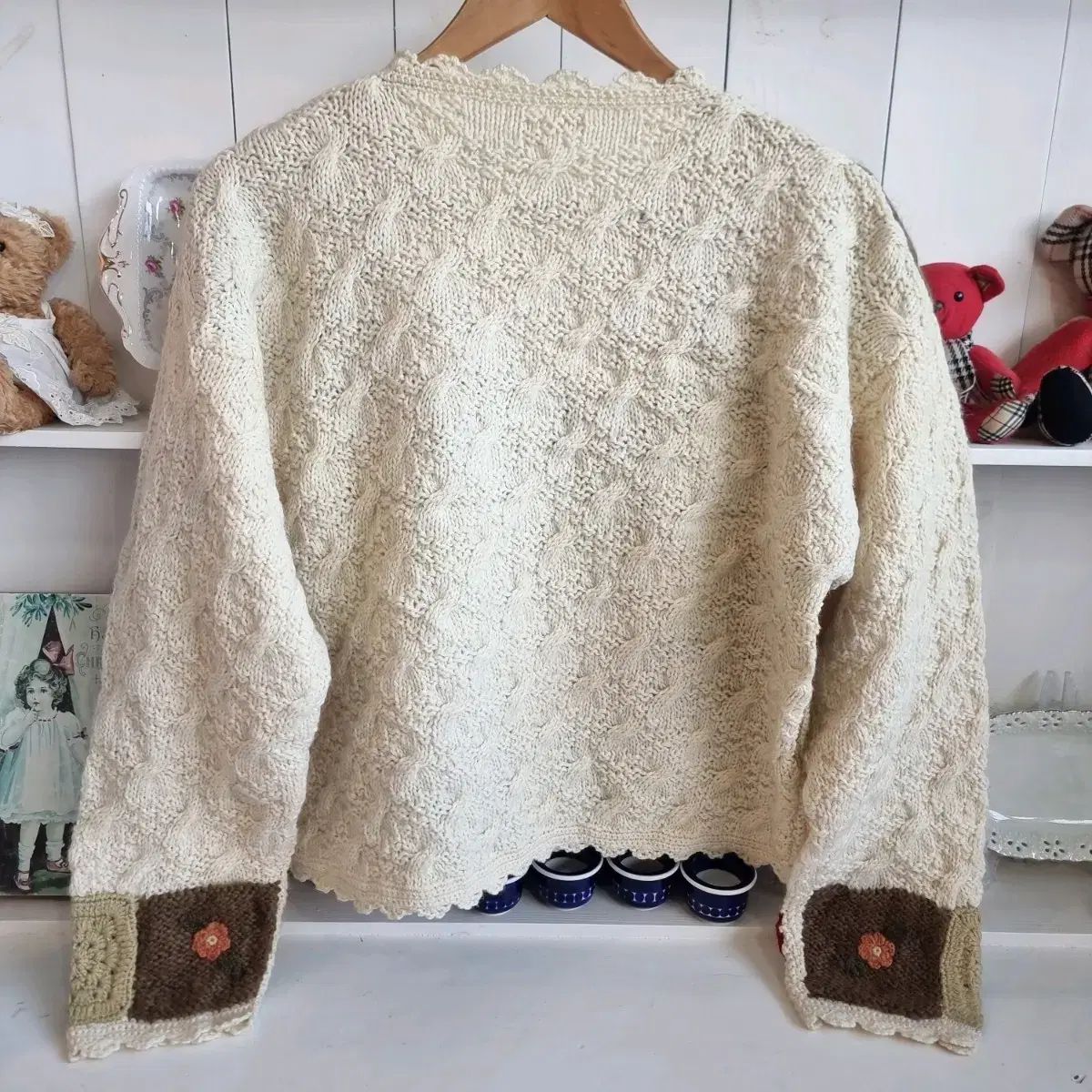  ハンドメイド パッチワーク ニット カーディガン 長袖 カーディガン ボレロ アンサンブル