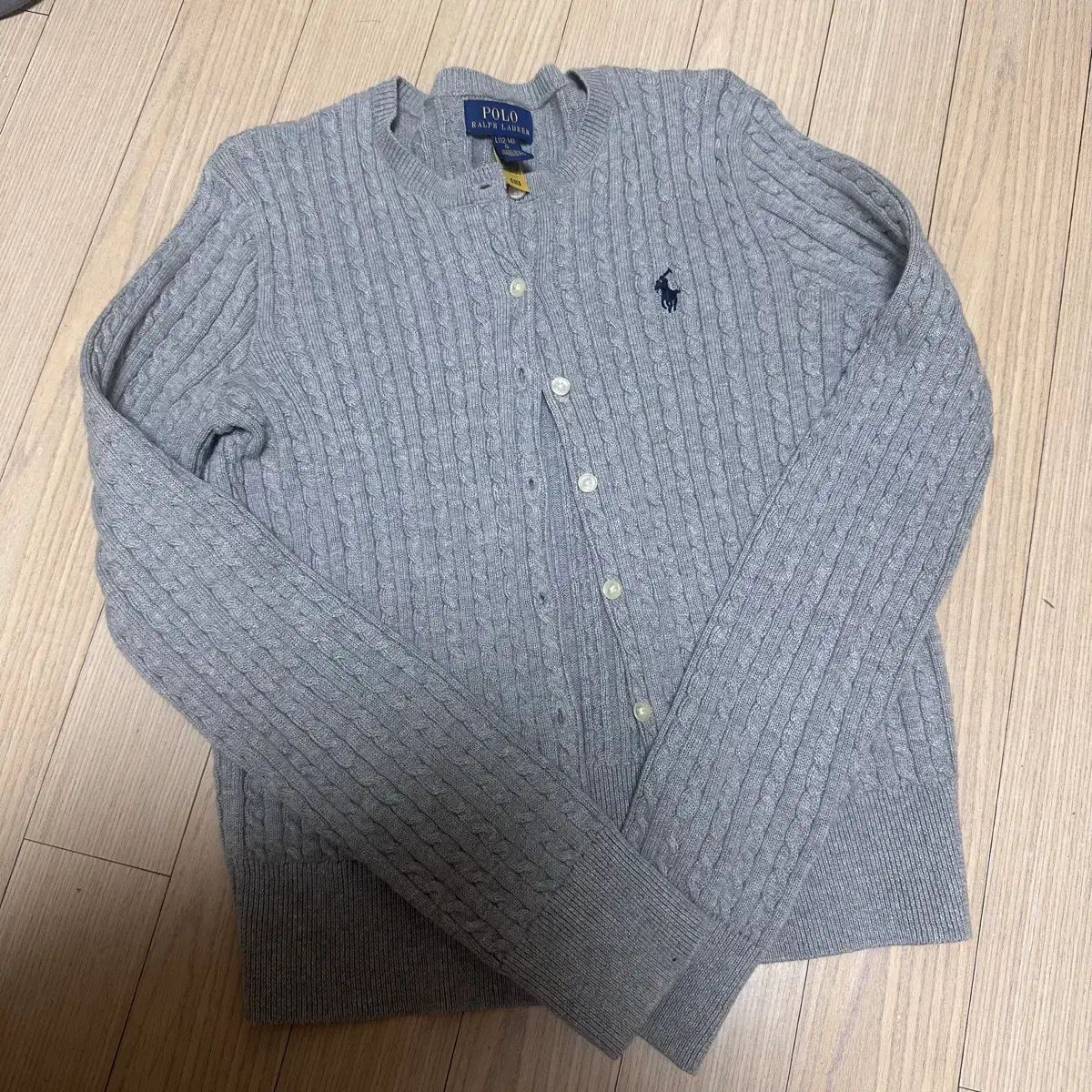 ポロラルフローレン ケーブルニット カーディガン グレー - メルカリ