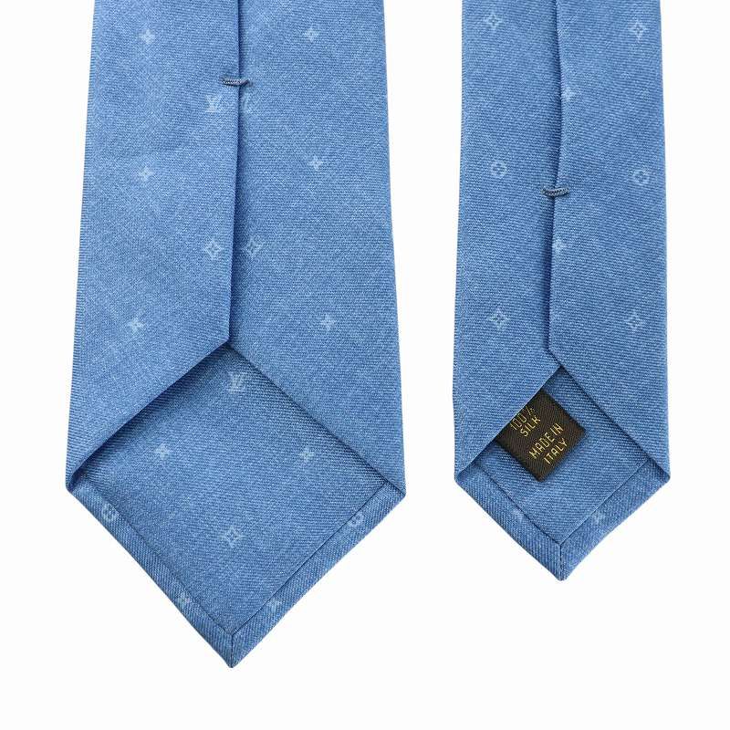 ルイヴィトン 現行 モノグラム 爽やかブルー レジメンタル シルク ネクタイ ルイヴィトン 現行 モノグラム 爽やかブルー レジメンタル シルク ネクタイ