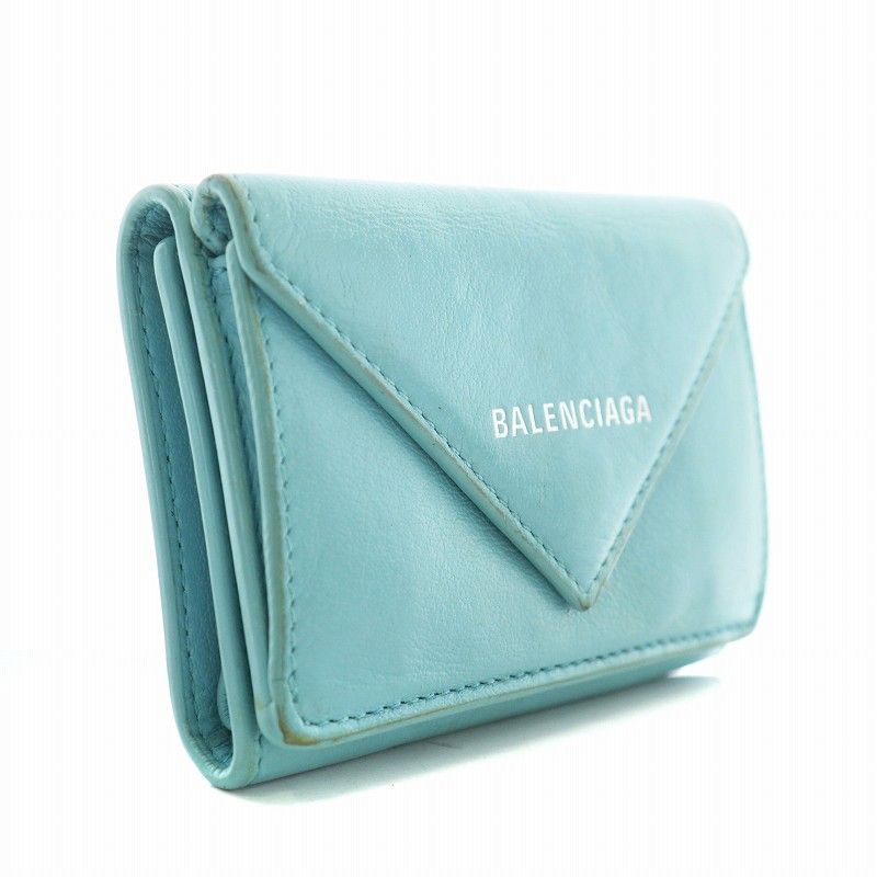 バレンシアガ ペーパーミニ 三つ折り財布 ネイビー 小銭入れ コンパクト バレンシアガ ペーパーミニ 三つ折り財布 ネイビー 小銭入れ