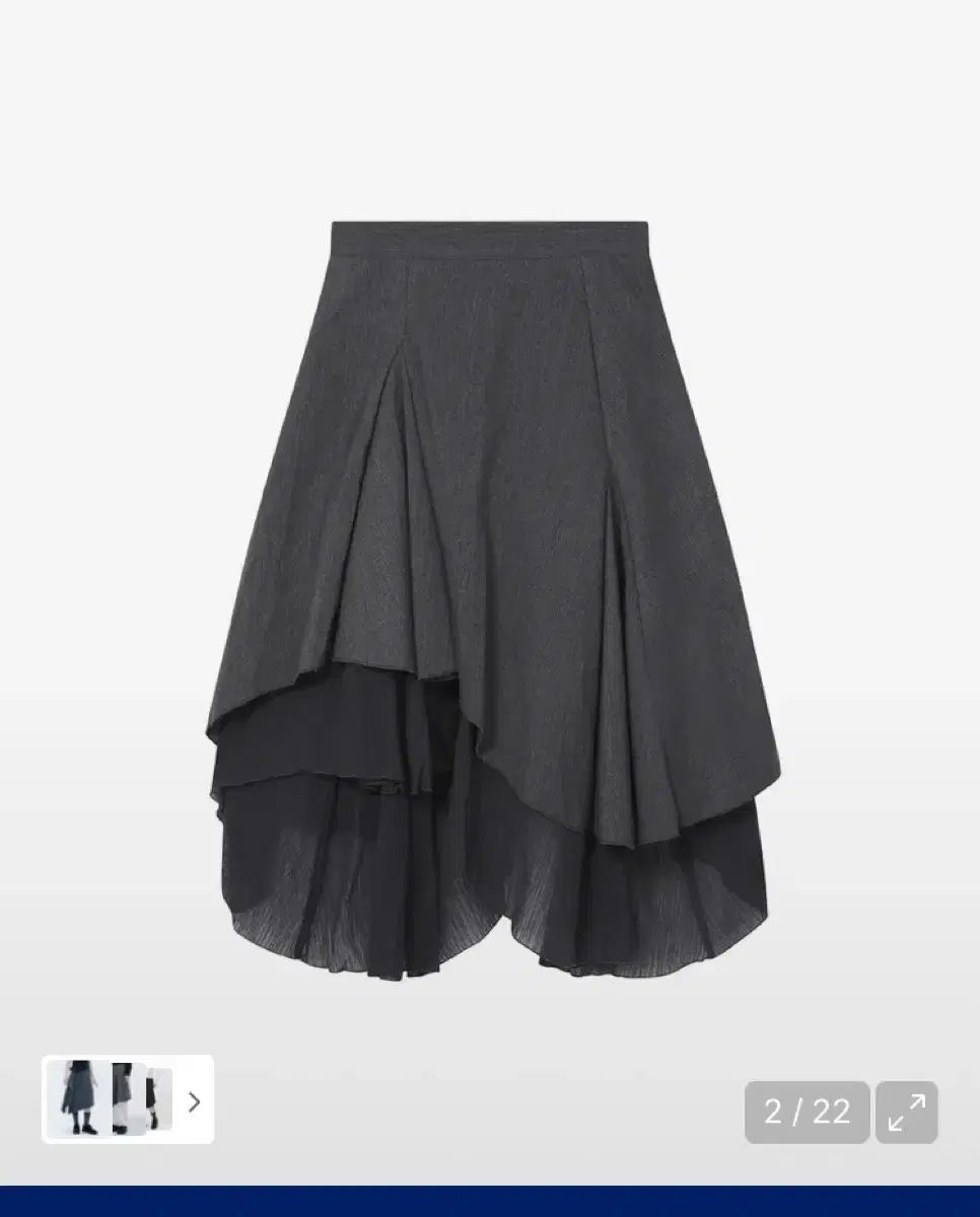 ミセキ SEOUL ソウル アシンメトリー レイヤード ロング スカート チャコール 1 サイズ