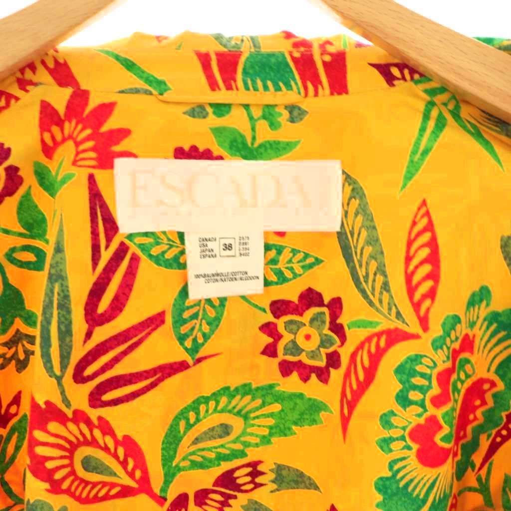 エスカーダ ESCADA テーラードジャケット ハワイアン柄 38 マスタード