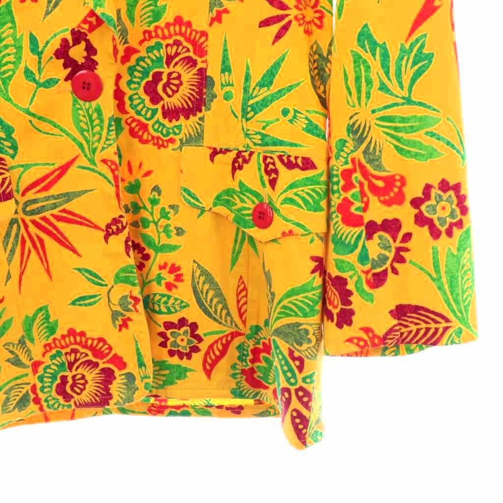 エスカーダ ESCADA テーラードジャケット ハワイアン柄 38 マスタード