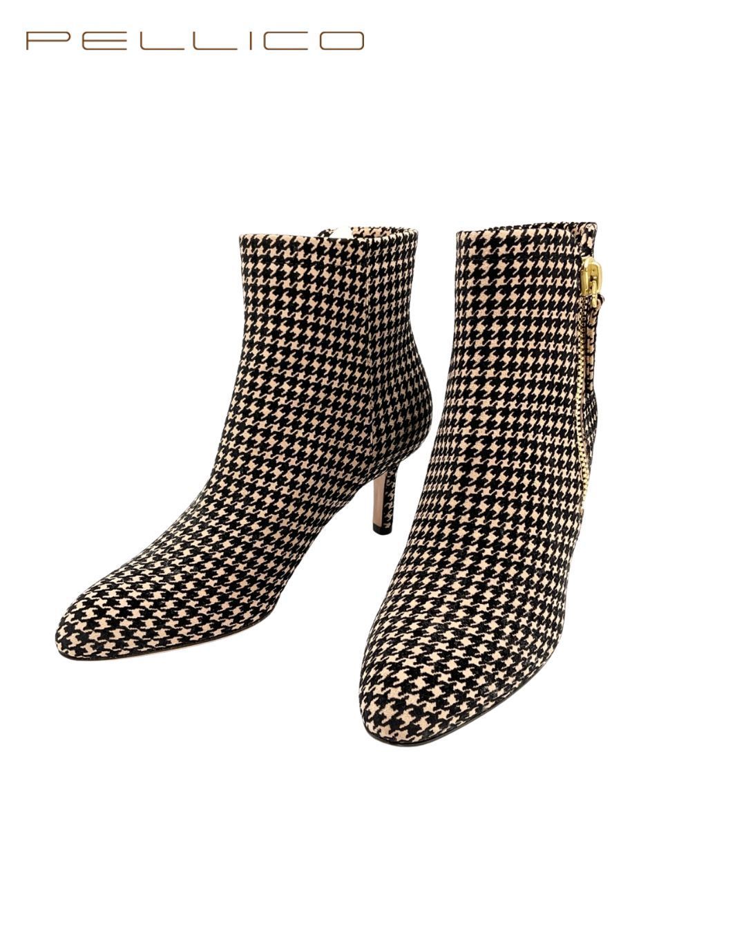 PELLICO ペリーコ 7459 METRO 65 TR ハウンドトゥースサイドジップヒールブーツ 34 6882 ブラウン調 げ交渉