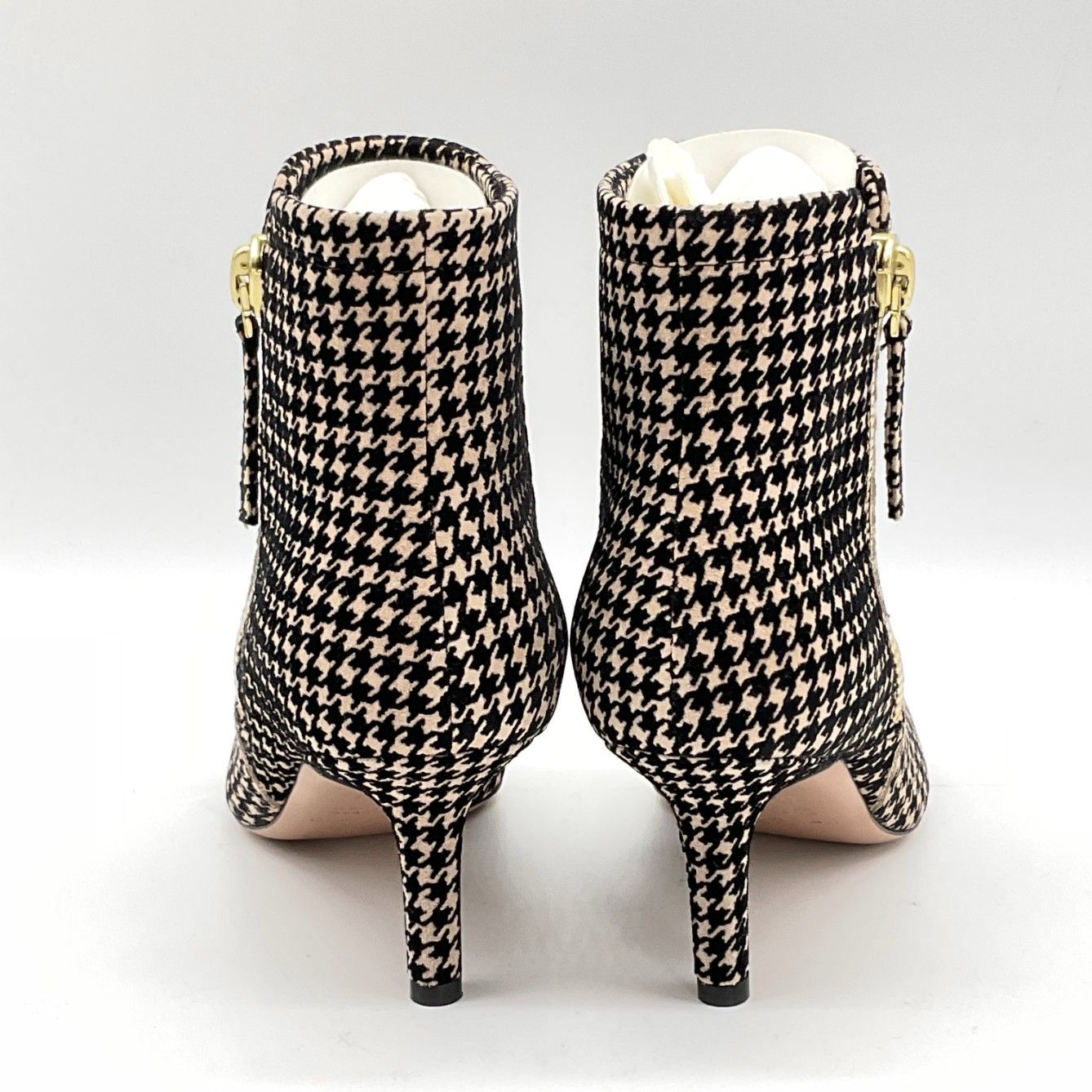 ハウンドトゥースサイドジップヒールブーツ