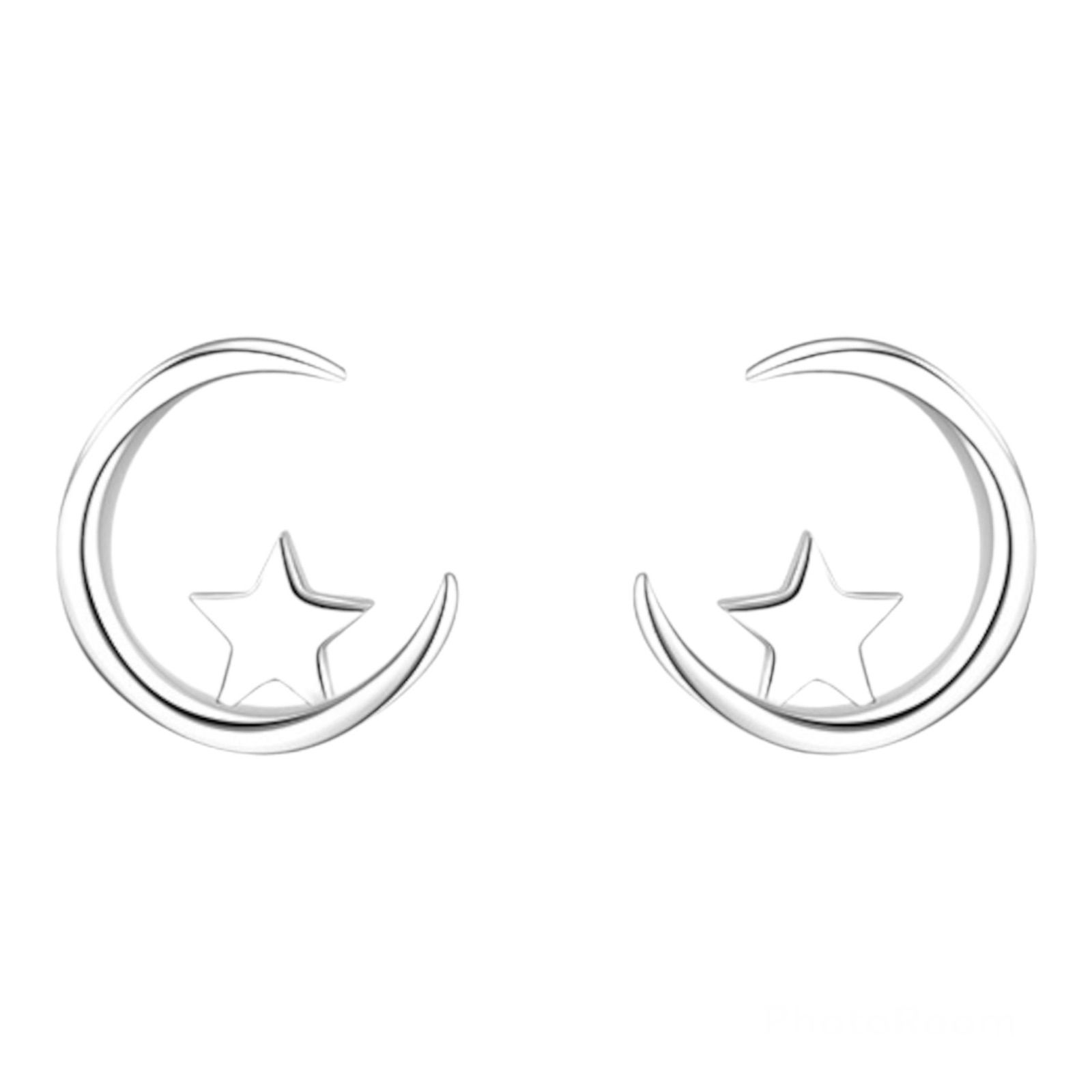 月と星 ピアス シルバー【両耳セット】 - メルカリ