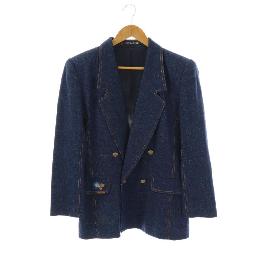 レオナール LEONARD デニムテーラードジャケット ダブル 金ボタン