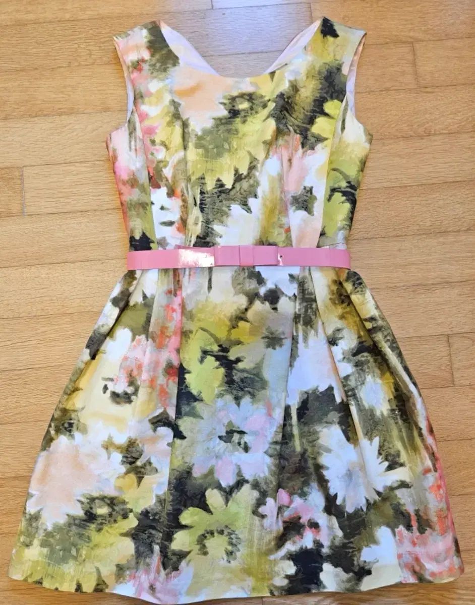 レニボン フラワー ワンピース ピンク ベルト 55