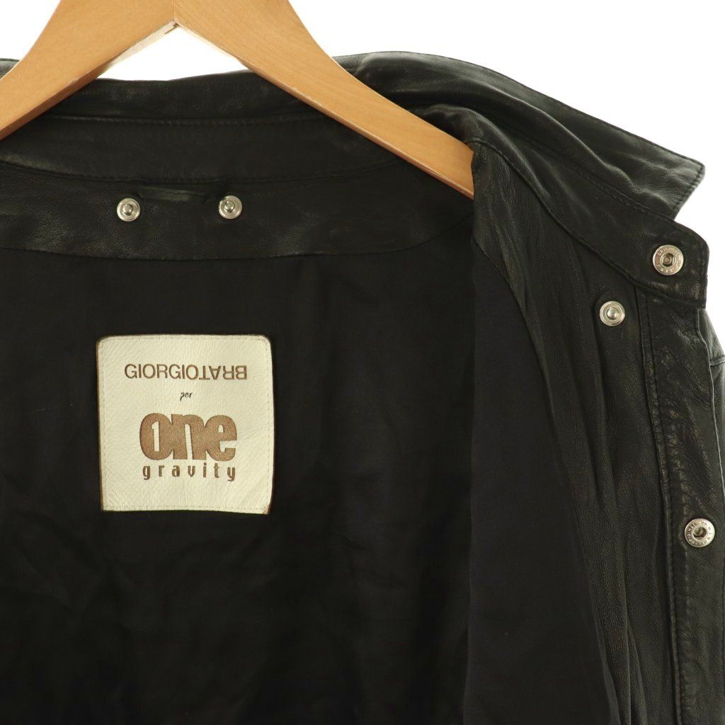 【中古】ジョルジオブラット GIORGIO BRATO 8 One Gravity レザーブルゾン シャツ ジャケット 48 M 黒 ■G メンズ ジョルジオブラット GIORGIO BRATO 8 One Gravity レザーブルゾン