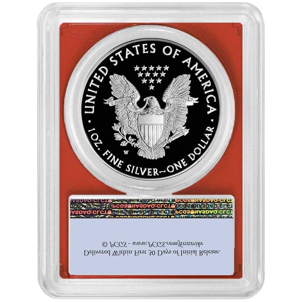 2021 W Proof 1 Type American Silver Eagle PCGS FS Flag Label Red