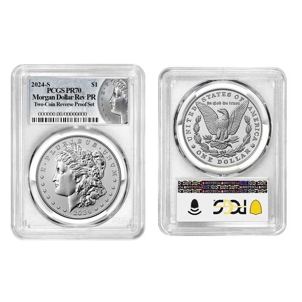 2025 S Reverse Proof 1 Morgan and Peace Silver Dollar 2 pc Set PCGS PR 70