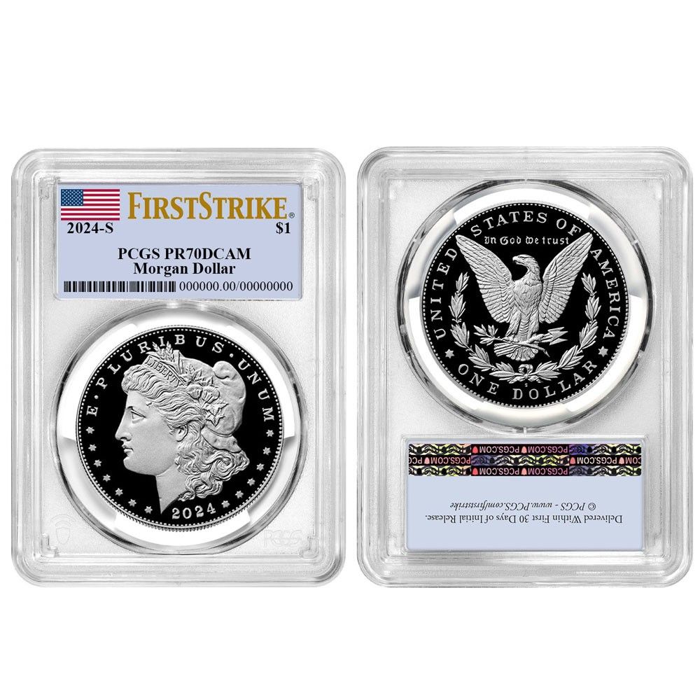2025 S 1 Proof Morgan and Peace Silver Dollar 2 pc Set PCGS FS Flag
