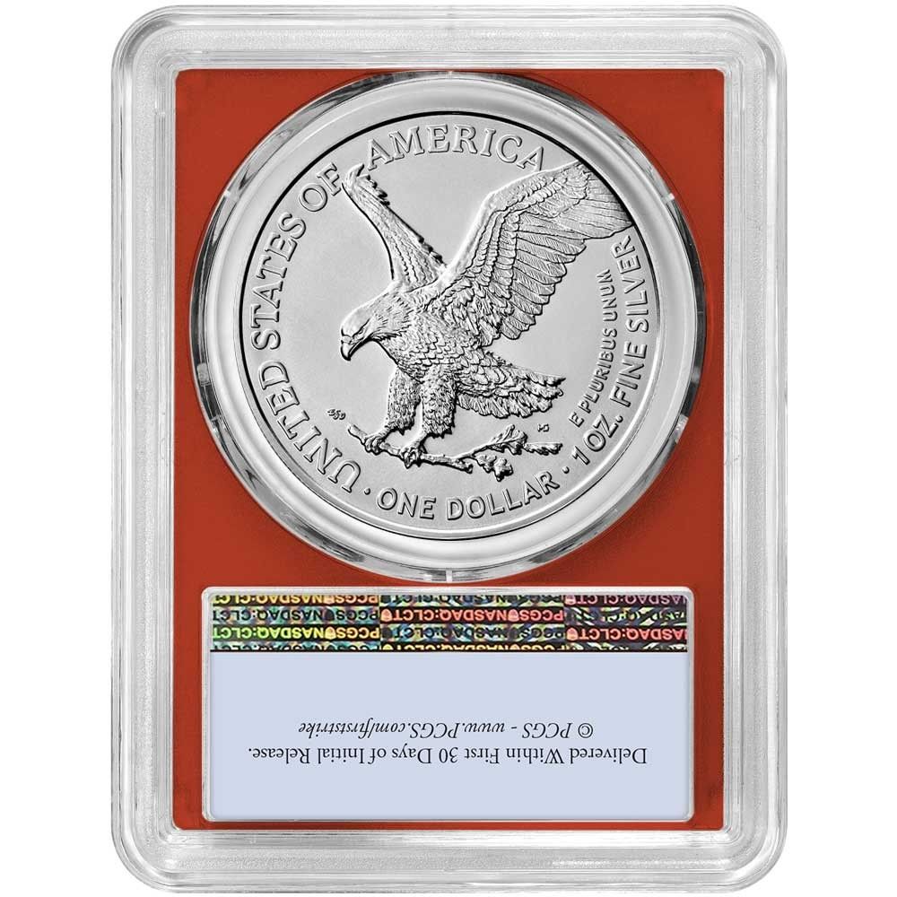 2025 1 American Silver Eagle oz PCGS MS 70 FS Flag Label Red Frame
