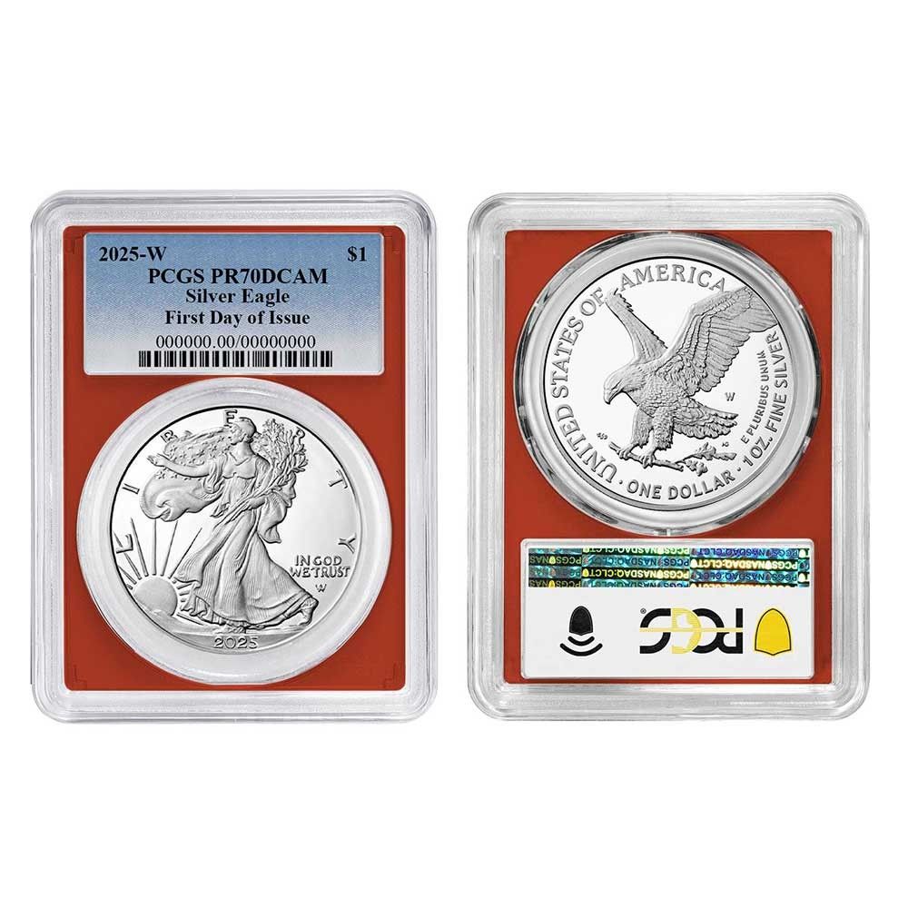 2025 W Proof 1 American Silver Eagle 3 pc Set PCGS FDOI Blue Label Red