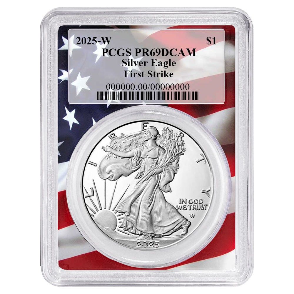 2025 W Proof 1 American Silver Eagle PCGS FS Flag Frame