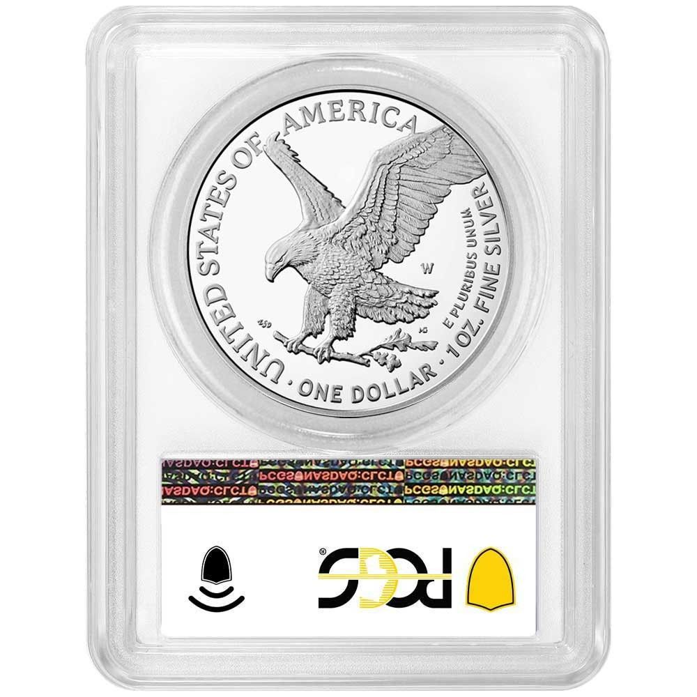 2021 W Proof 1 Type 2 American Silver Eagle PCGS FDOI Trump 45 th