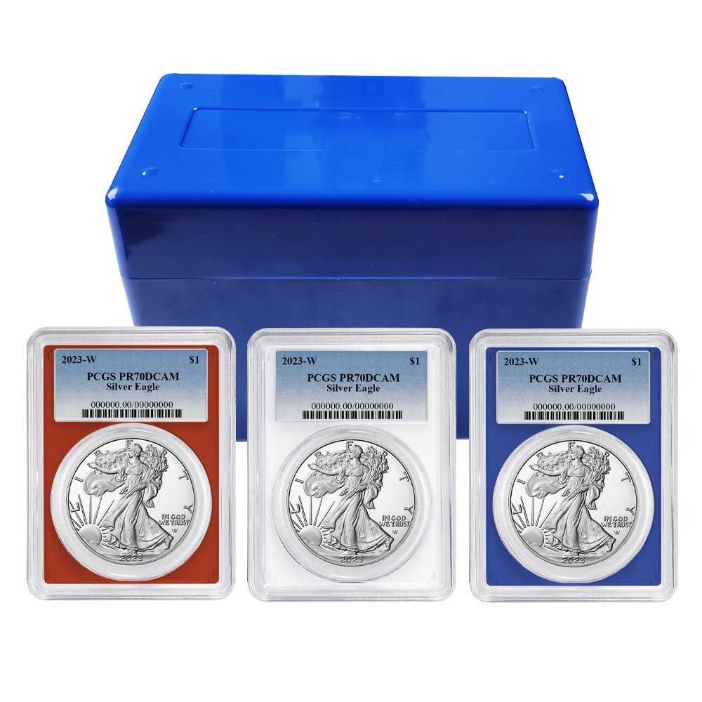 2025 W Proof 1 American Silver Eagle 3 pc Set PCGS Blue Label Red