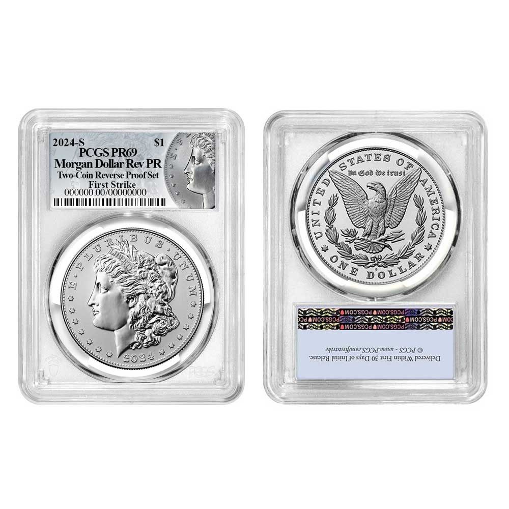 2025 S Reverse Proof 1 Morgan and Peace Silver Dollar 2 pc Set PCGS PR 69 FS
