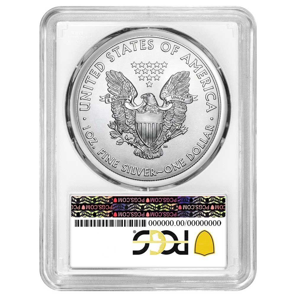 2021 W 1 Type American Silver Eagle PCGS MS 70 FDOI Made in A Label White