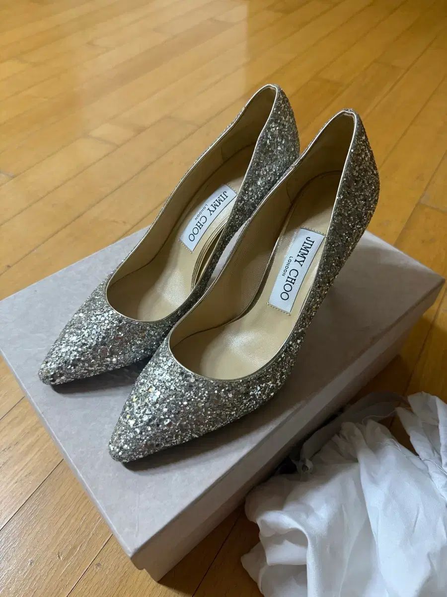 ジミーチュウ ロミー 85 샴페イン グリッター パンプス ブライダル