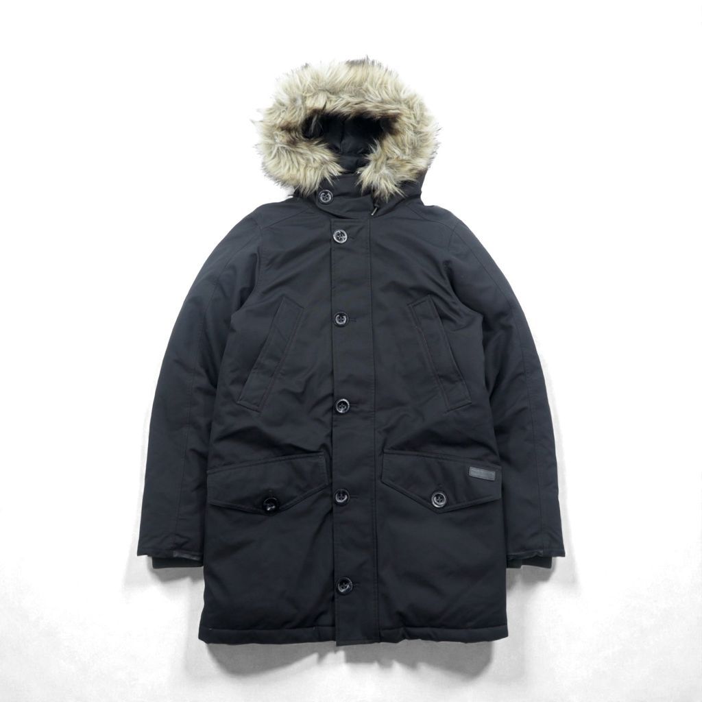 Polo Ralph Lauren ダウンジャケット N 3 B ミリタリー コート XS ブラック ドローコード PERFORMANCE ファー着脱式