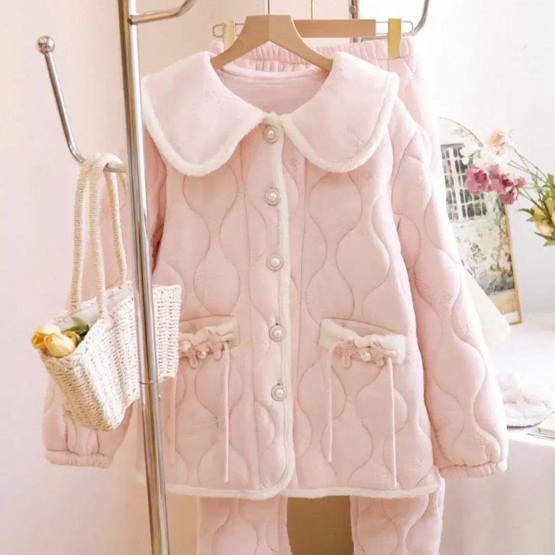 ピンク キルティング レディース パジャマ セット 型 パパ