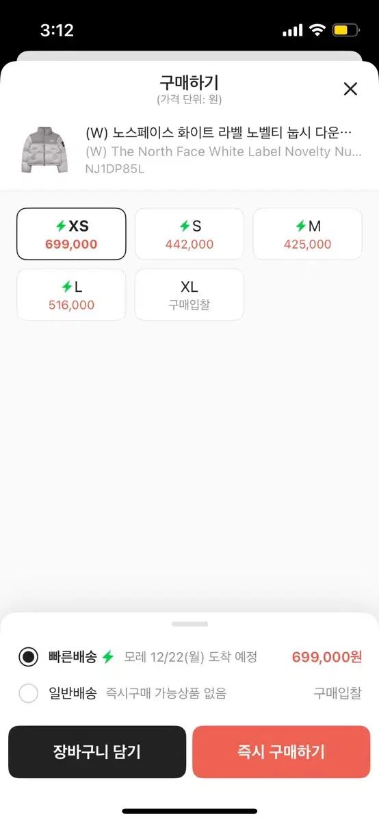 THE NORTH FACE ホワイトレーベル ヌプシ ダウン アイス グレー xs