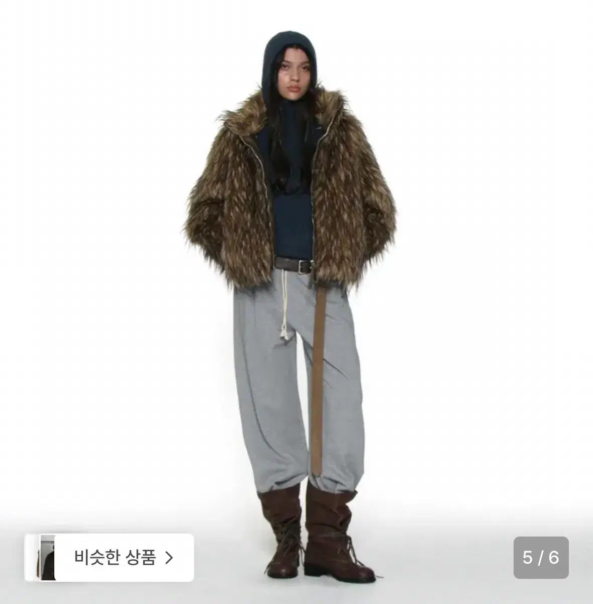 PARTIMENTO ハイネック ファー ジップアップ ジャケット ブラウン