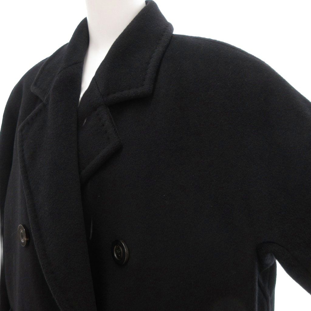 マックスマーラカシミアウールダブルブレストアイコンコート黒38白タグ101801 マックスマーラ MAX MARA 白タグ 101801 アイコンコート ロング ダブル