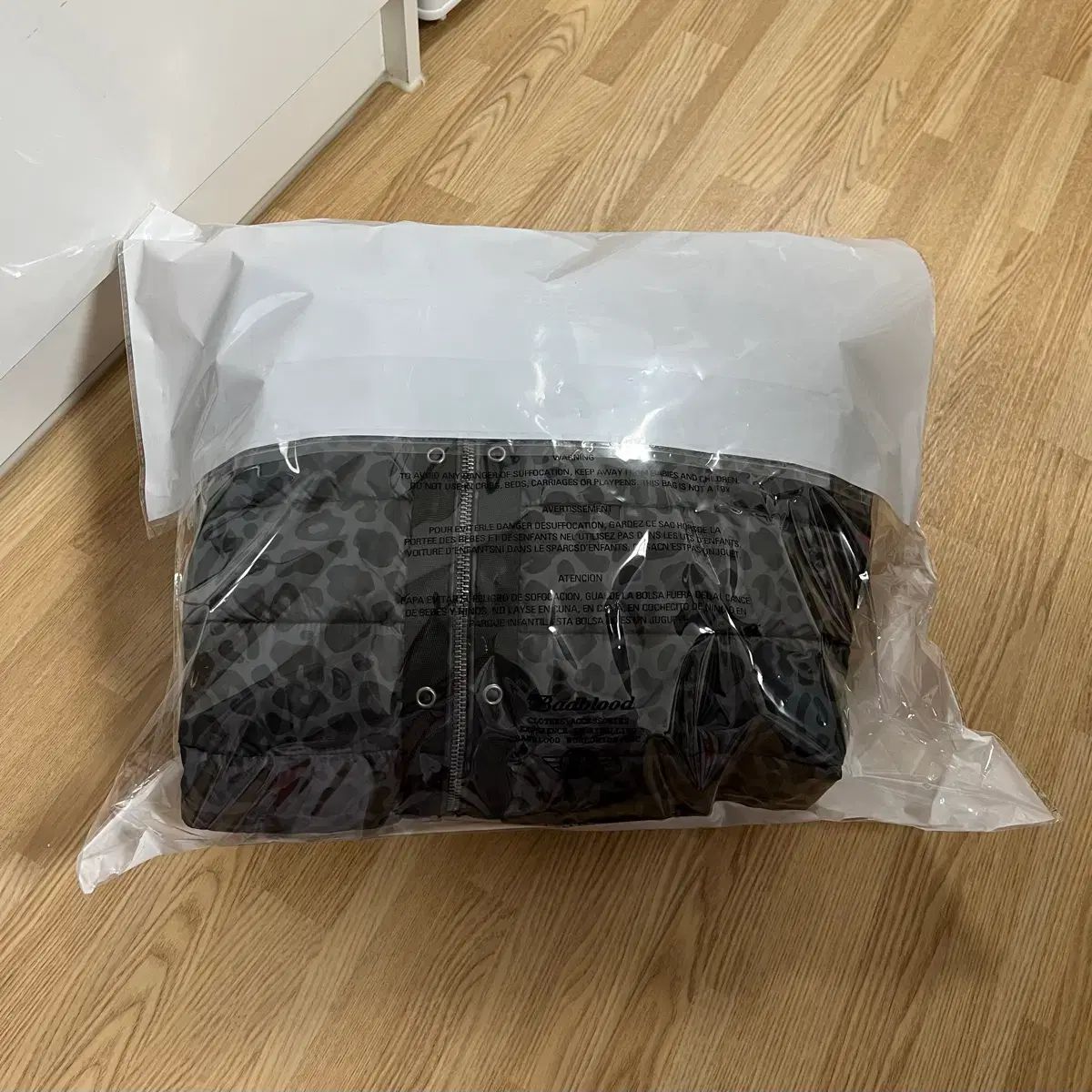 BADBLOOD グレー ヒョウ柄 レオパード ライトウェイト フード パファー ダウン ホーピー