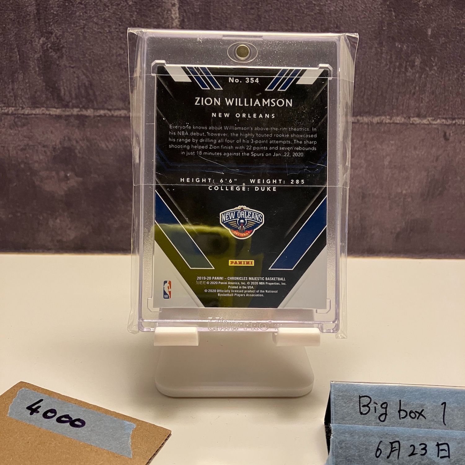 2019-20 Panini Chronicles Majestic Zion Williamson New Orleans