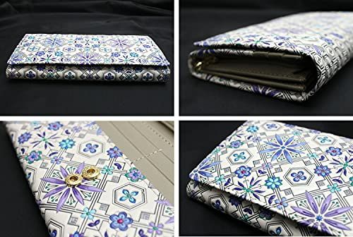  浅草文庫 友禅染 かぶせ 長財布 花菱 はなびし 柄 江戸小紋 カブセ 財布 フラップ 文庫革 ブルー その他 バッグ