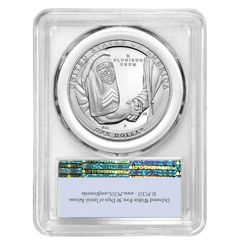 2021 P Proof 1 National Law Encement Silver Dollar PCGS FS Flag