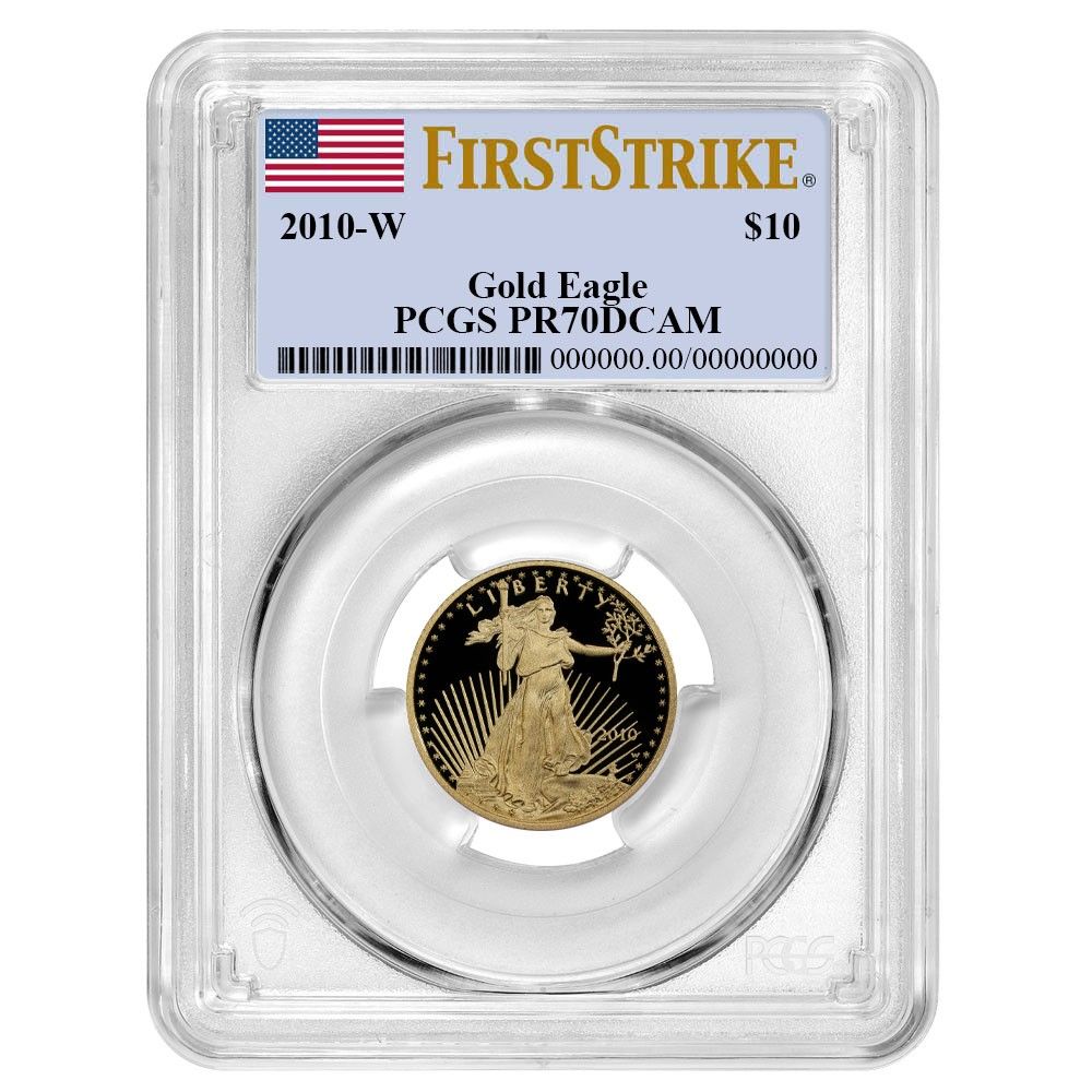 2010 W Proof 10 American G Eagle 1 4 oz PCGS FS Flag Label