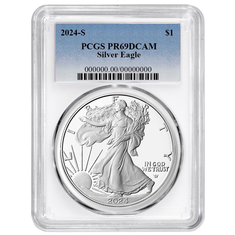 2025-S Proof 1 American Silver Eagle PCGS Blue Label White Frame