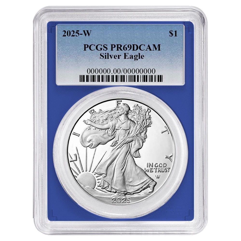 2025-W Proof 1 American Silver Eagle PCGS Blue Label Frame