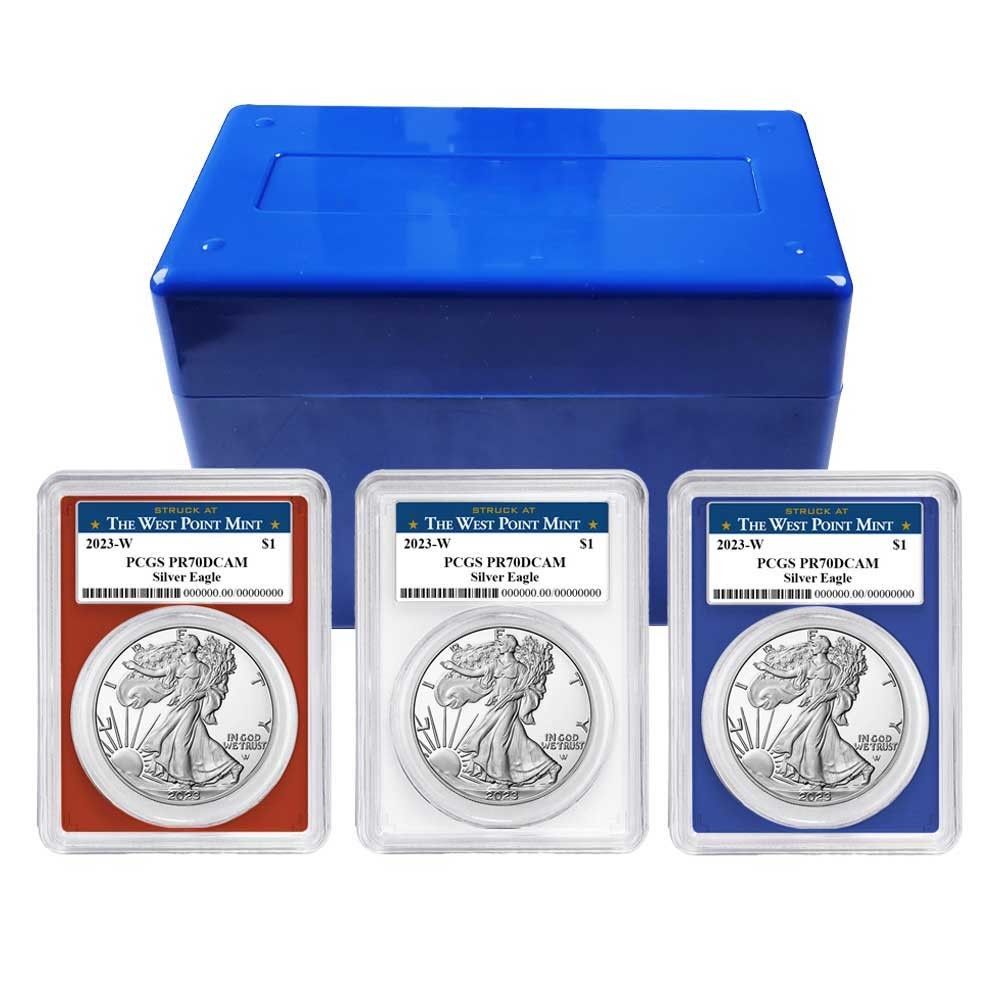 2025-W Proof 1 American Silver Eagle 3 pc Set PCGS West Point Label