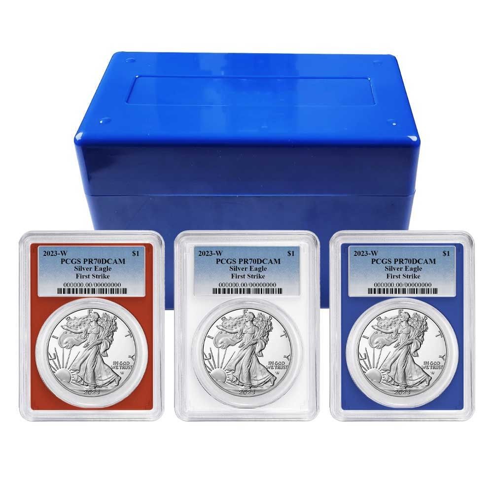 2025-W Proof 1 American Silver Eagle 3 pc Set PCGS FS Blue Label Red