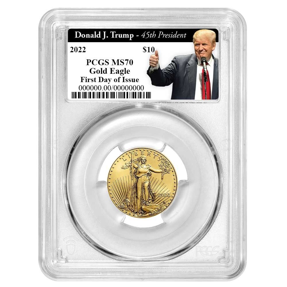 2025 10 American G Eagle 1 4 oz PCGS MS 70 FDOI Trump 45 th President Label