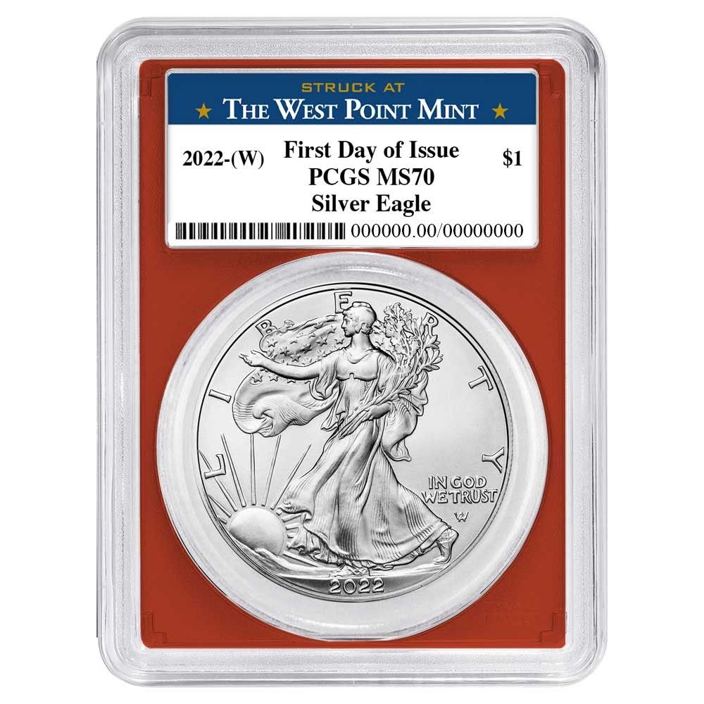 2025 W 1 American Silver Eagle PCGS MS 70 FDOI West Point Label Red Frame
